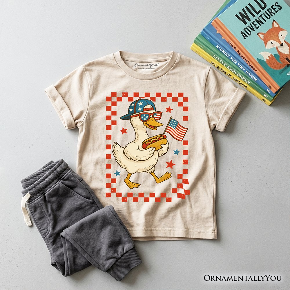 Kids 4th of July Patriotic Duck T-Shirt, Funny Youth Independence Day Tee
