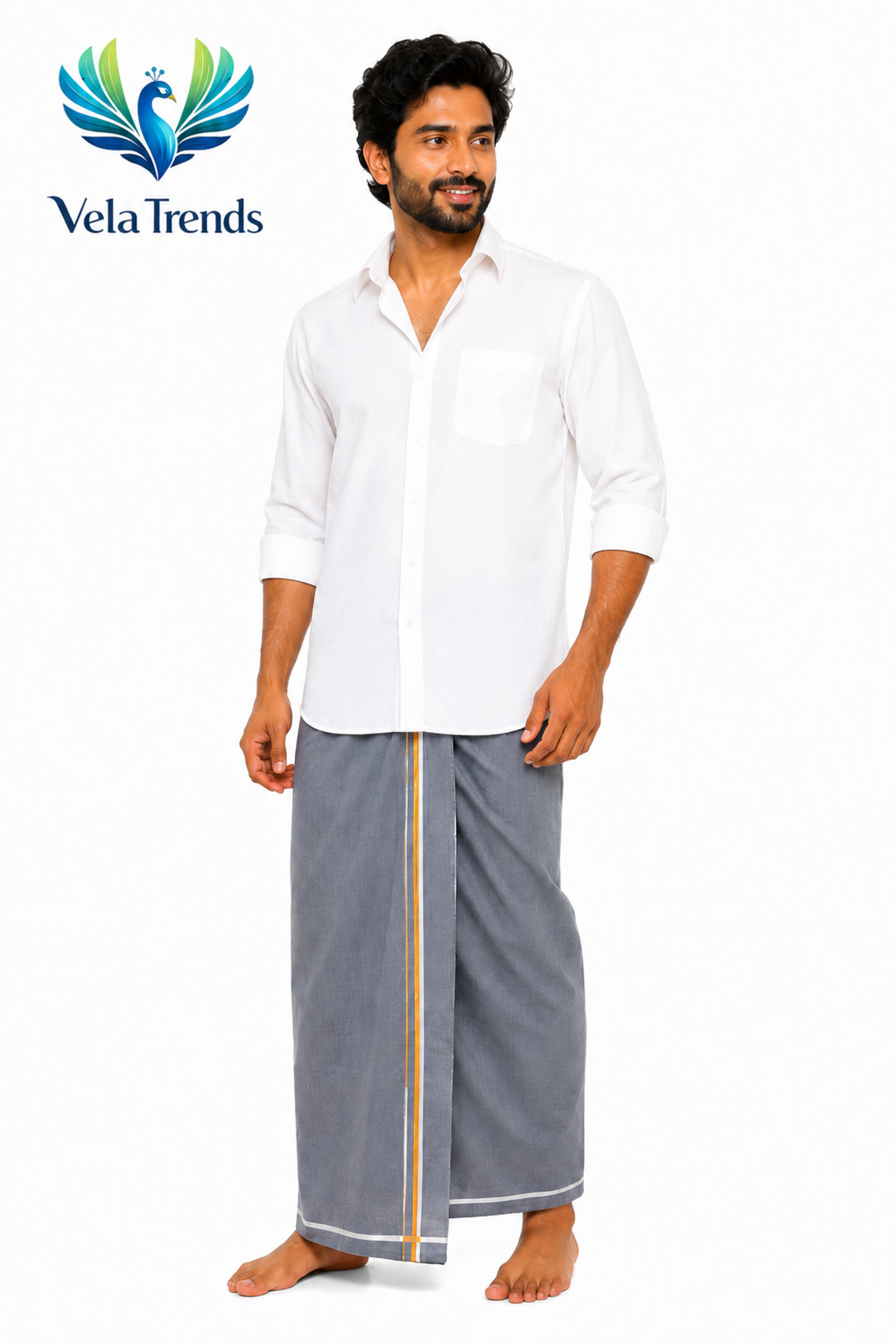 Premium Veshti (Home Wear) - Light Grey