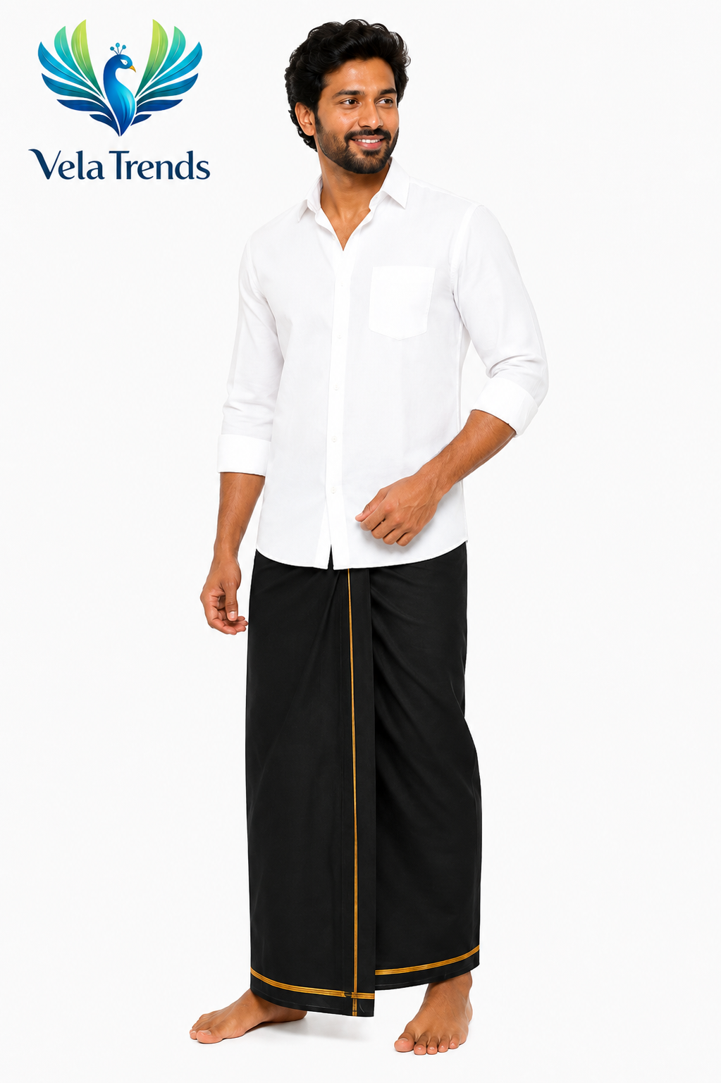Standard Temple Veshti - Black