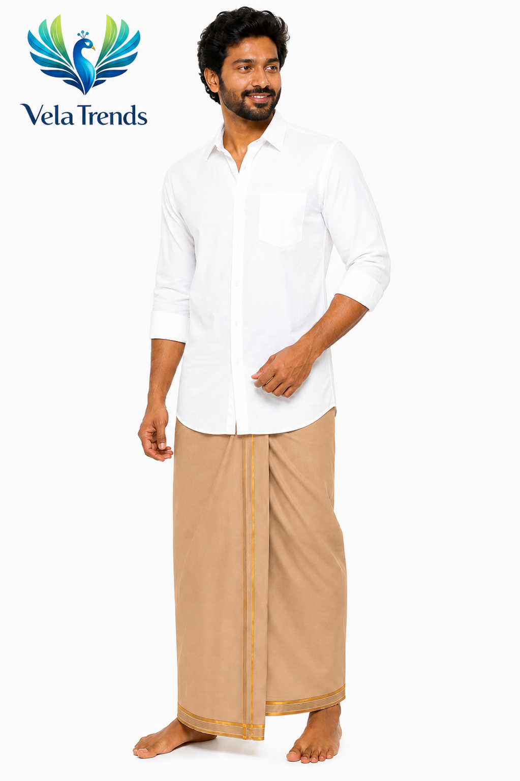 Standard Temple Veshti - Sandal