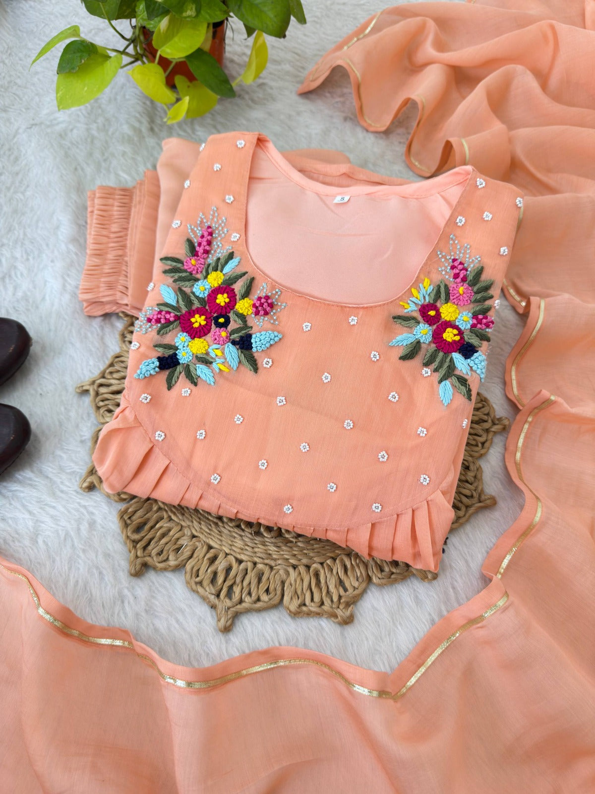 Purely Handmade Embroidery 🧵 Pure Cotton Ancho- VK0028