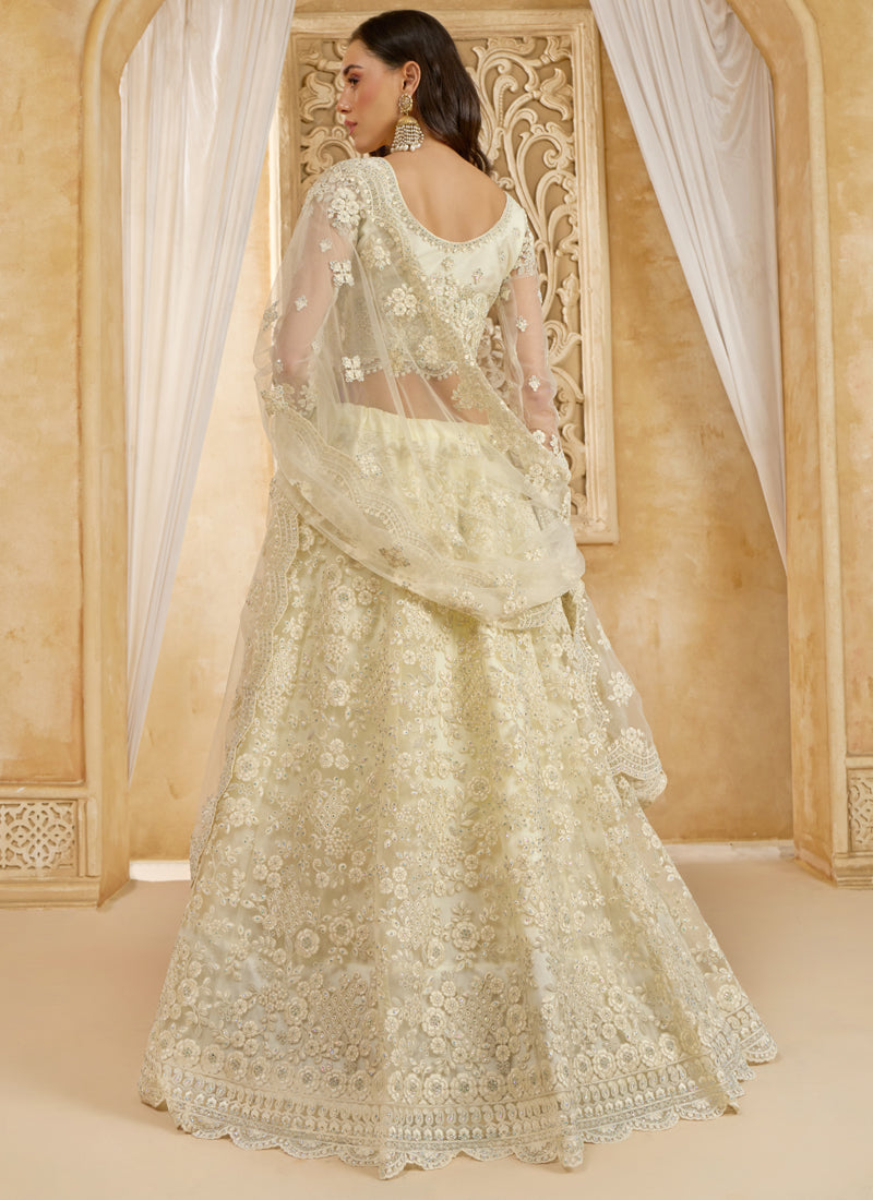 Vegaa Fashion Off White Net Thread Work Wedding Lehenga