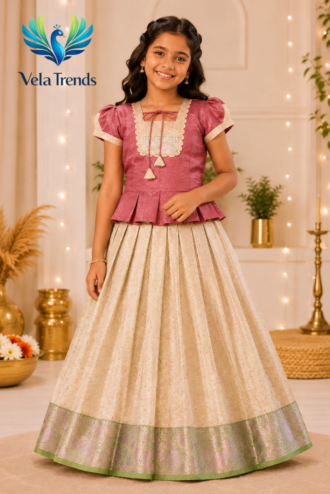 VPK0003 Kids Pavadai Combo with Stitched Blouse