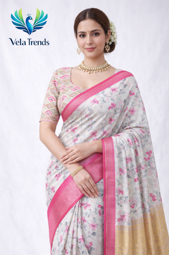 VSB0008 Fancy cotton Saree + Stitched Blouse
