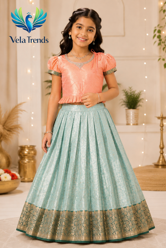 VPK0007 Kids Pavadai Combo with Stitched Blouse