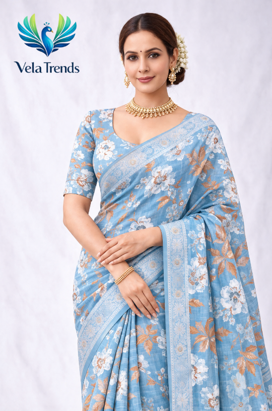 VSB0012 Luxury Cotton Saree + Stitched Blouse