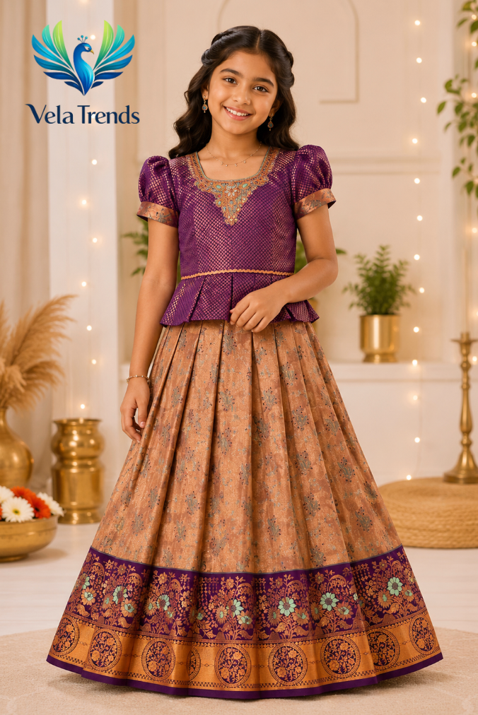 VPK0008 Kids Pavadai Combo with Stitched Blouse