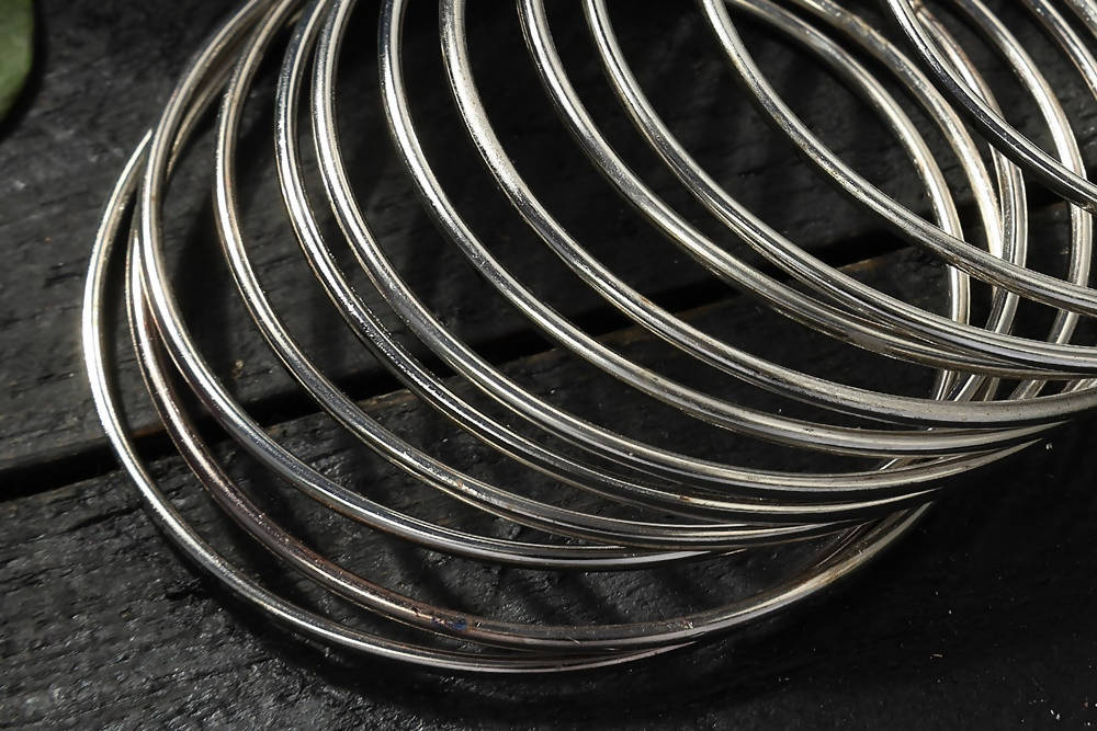 Mominos Fashion Kamal Johar Oxidised Alloy Silver Bangles Set