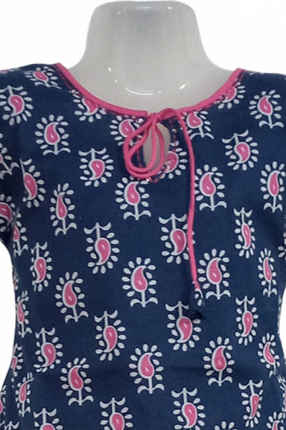 Blue Cotton Kurti For Girls