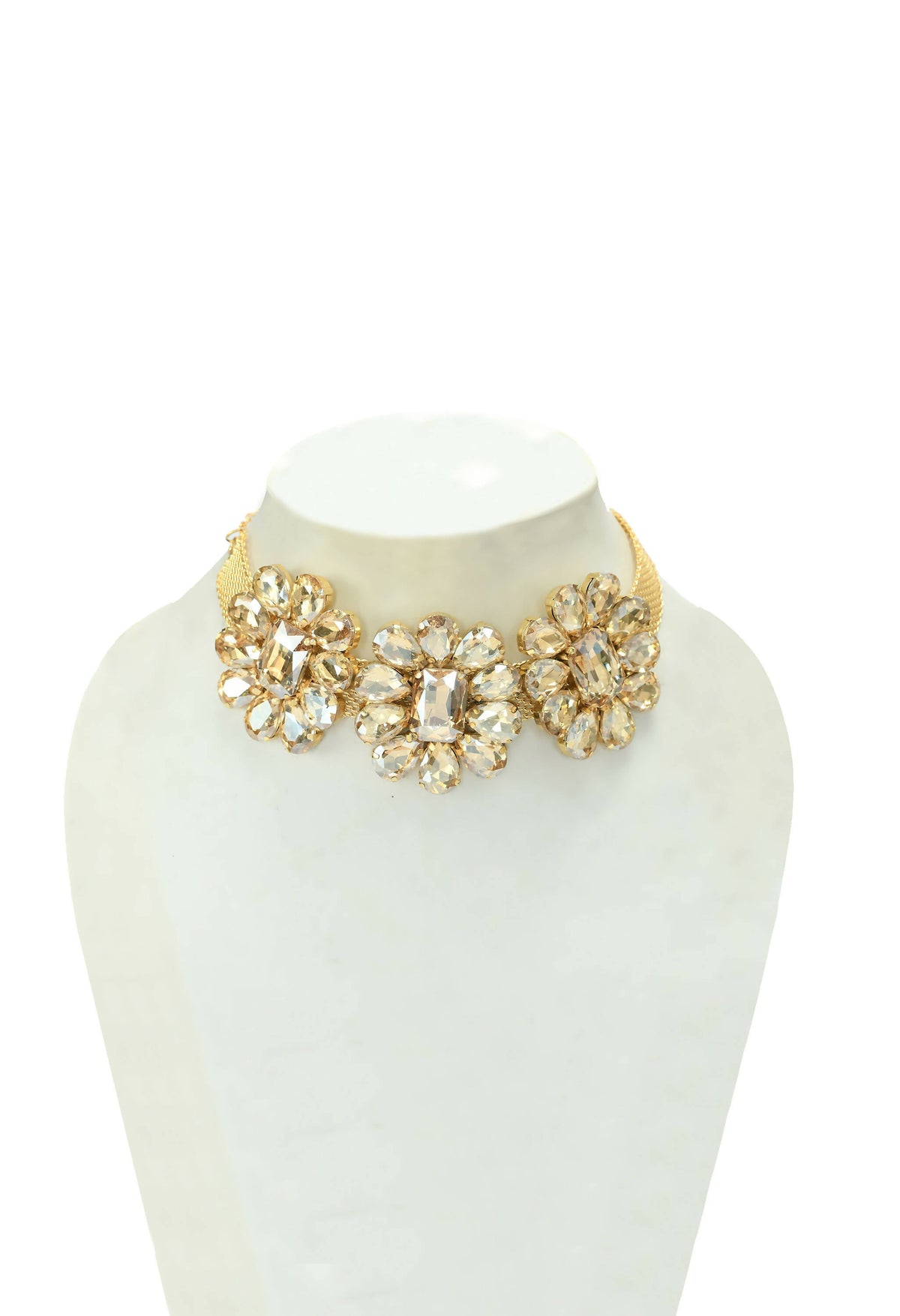 Mominos Fashion Joharkamal Gold-Polished Brass Finish Stone Choker For Women & Girls (Golden)
