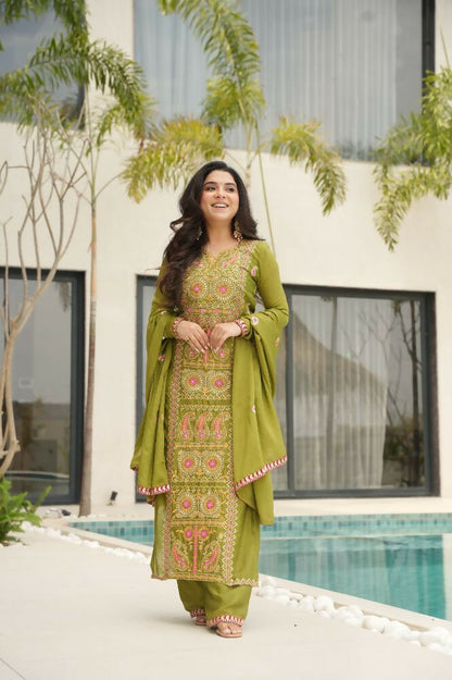 Joban Fashion Perot Kurta Set Silk Sequins , Zari, Coding & Thread Embroidered work