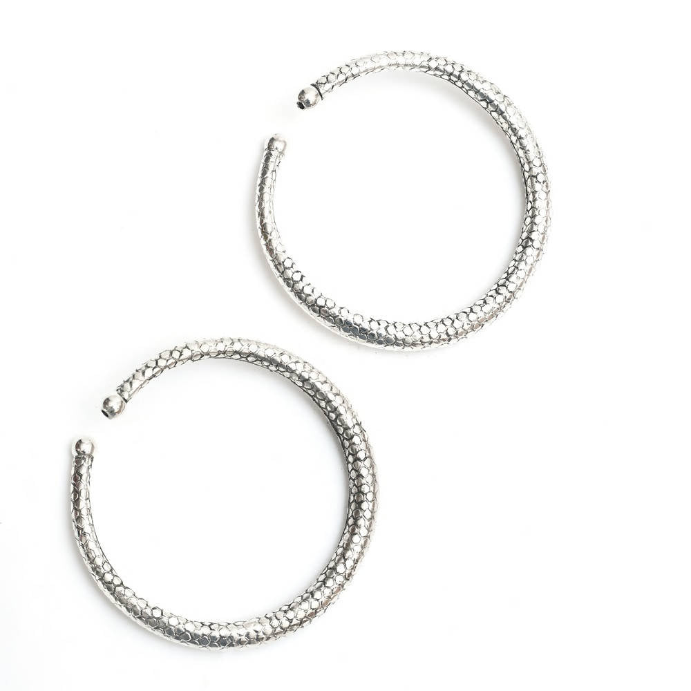Mominos Fashion Kamal Johar Oxidised Silver Plain Kadiyam Anklets