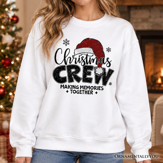 Christmas Crew Sweatshirt, Glitter Santa Hat Sweater for Making Memories