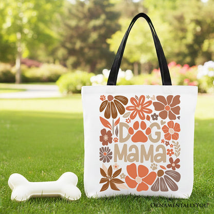 Dog Mama Boho Floral Canvas Tote Bag, Gift Shopper for Proud and Stylish Pet Lovers