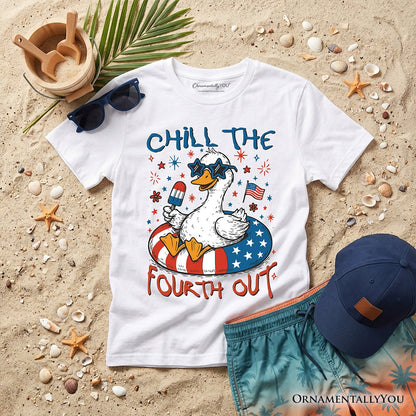Kids Chill The Fourth Out Goose T-Shirt, Funny Youth Patriotic 4th of July Tee