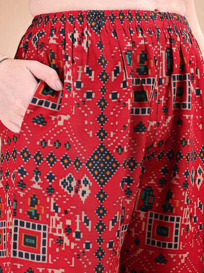 Printed Versatile Co-Ords, Red - Hiral Fashion