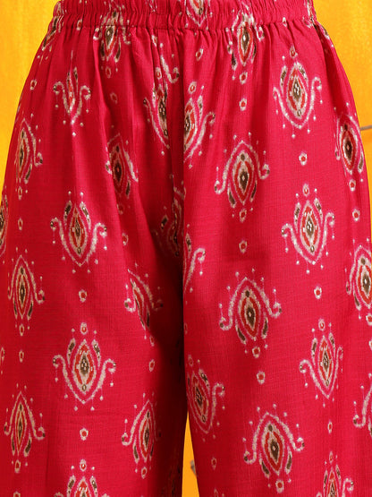 Ethnic Motifs Printed Kurta With Palazzo, Pink - Hiral Fashion
