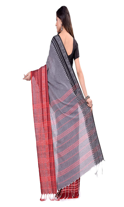 Piyari Fashion Handloom Grey Cotton Begampuri Saree