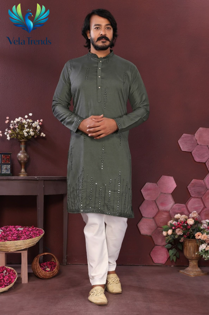 Men’s Premium Rayon Cotton Full Sleeve Kurta Pajama Set - VMK002