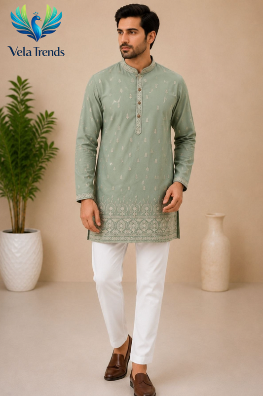 Men’s Premium Embroidered Full Sleeve Kurta Pajama Set - VMK003