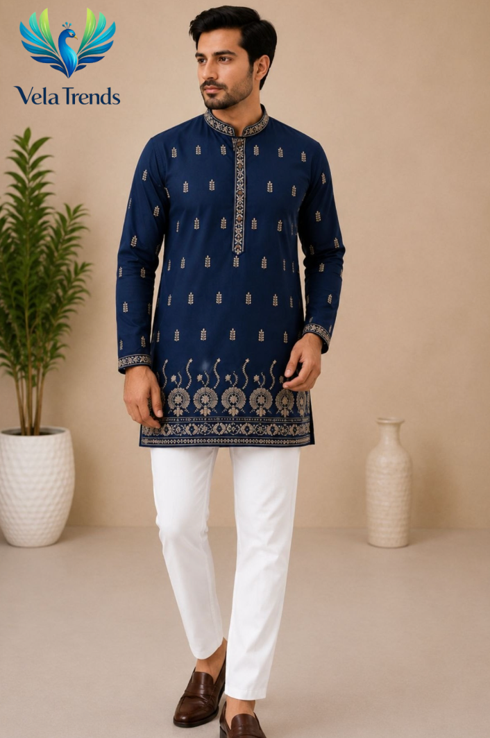 Men’s Premium Embroidered Full Sleeve Kurta Pajama Set - VMK004