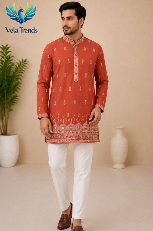 Men’s Premium Embroidered Full Sleeve Kurta Pajama Set - VMK005