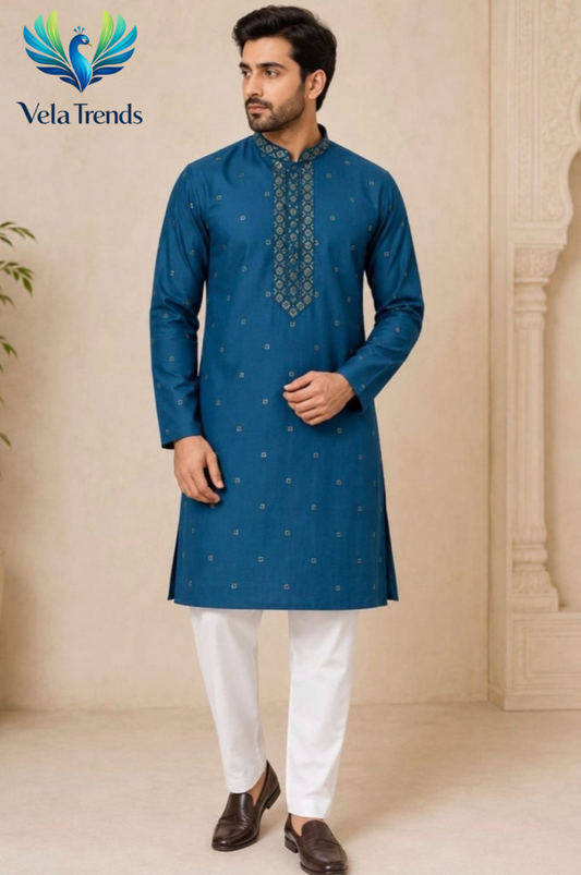 Men’s Premium Embroidered Full Sleeve Kurta Pajama Set - VMK006