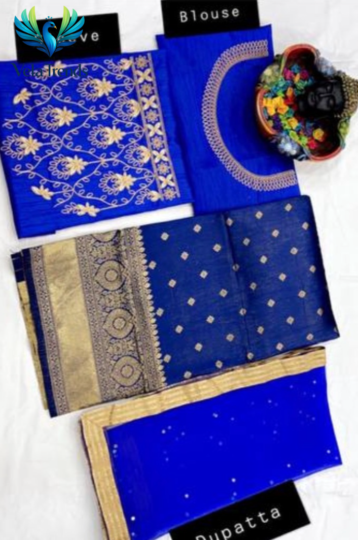 Kanjiveram Silk Zari Lehanga With Blouse Along With Banarashi Silk Duppta - VHL009