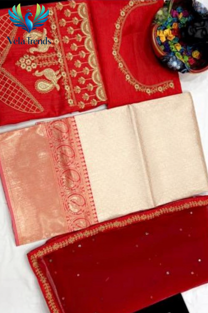 Kanjiveram Silk Zari Lehanga With Blouse Along With Banarashi Silk Duppta - VHL011