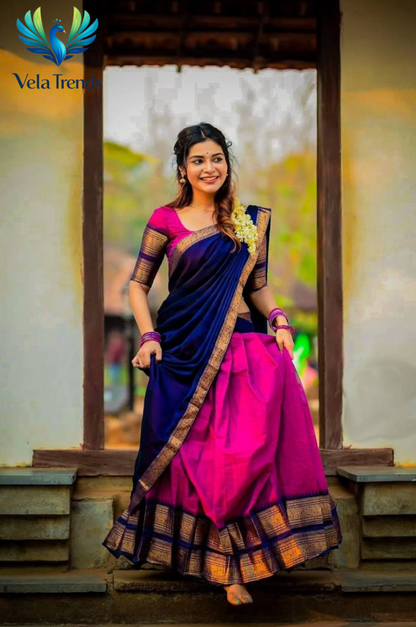 Kanjiveram Silk Zari lehenga with blouse along with banarasi Dupatta - VHL002
