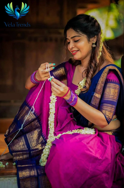 Kanjiveram Silk Zari lehenga with blouse along with banarasi Dupatta - VHL002
