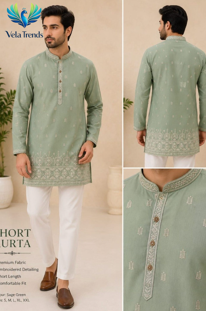 Men’s Premium Embroidered Full Sleeve Kurta Pajama Set - VMK003