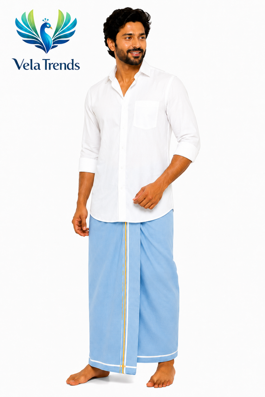 Premium Veshti (Home Wear) - Light Blue