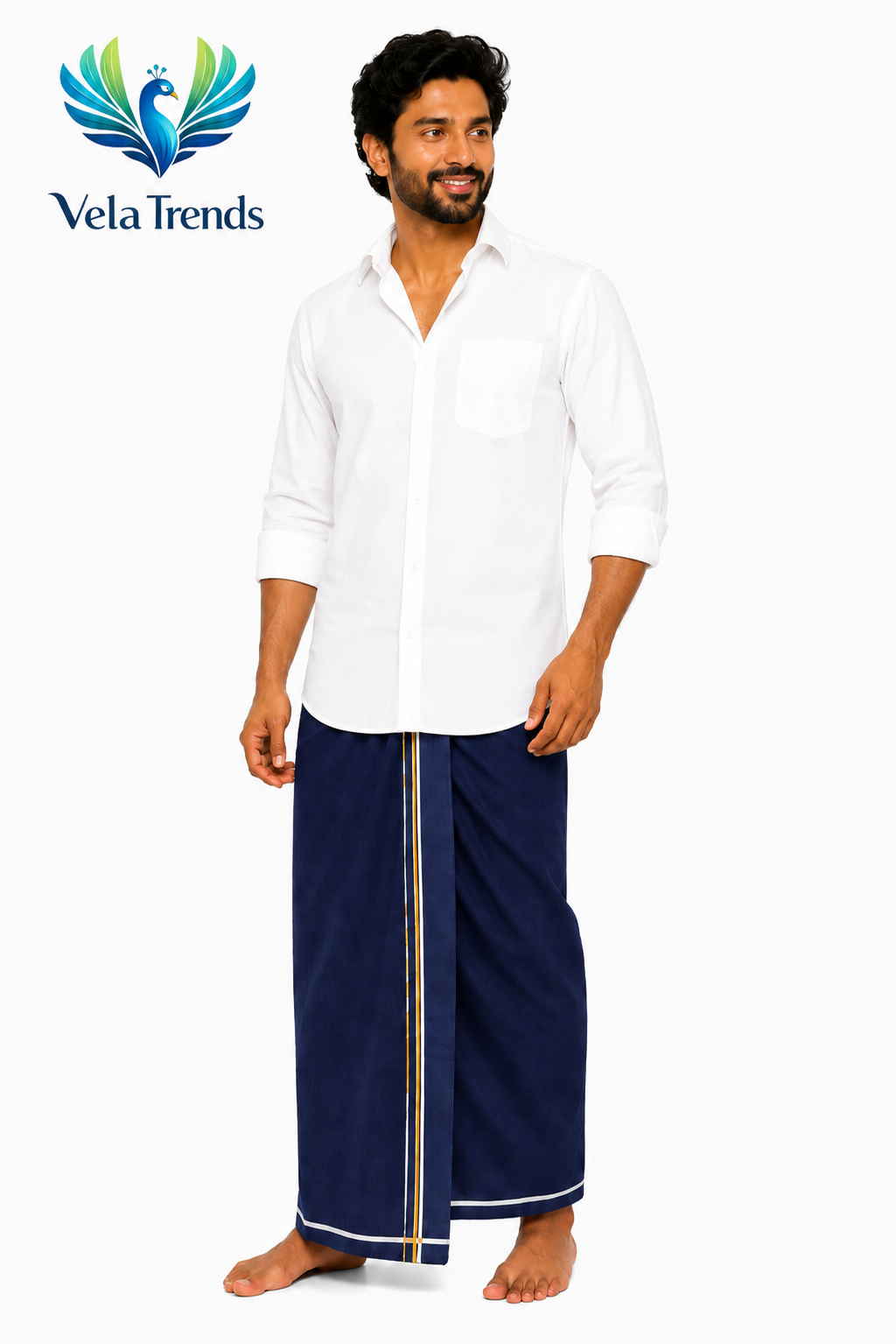Premium Veshti (Home Wear) - Navy Blue