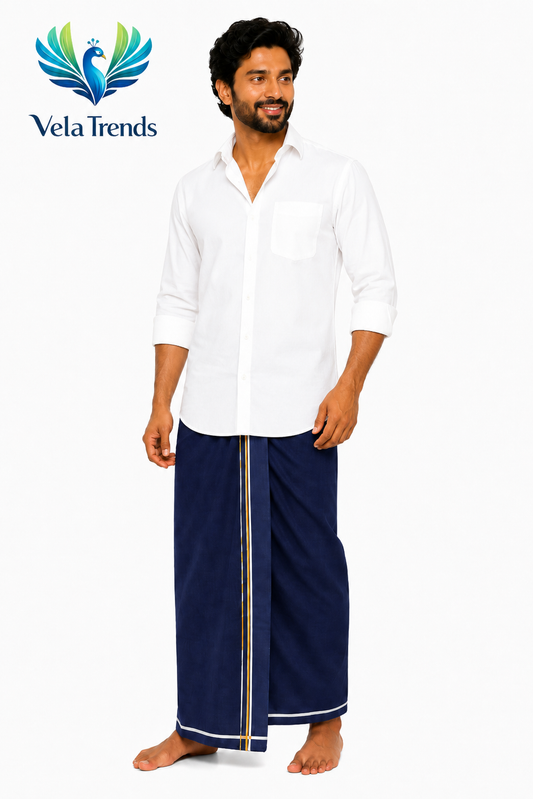 Premium Veshti (Home Wear) - Navy Blue