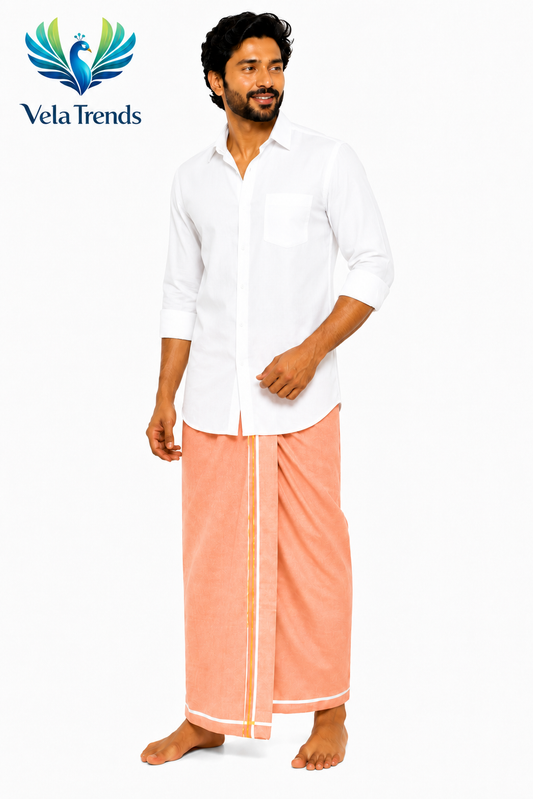 Premium Veshti (Home Wear) - Peach