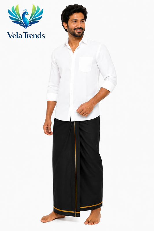 Standard Temple Veshti - Black