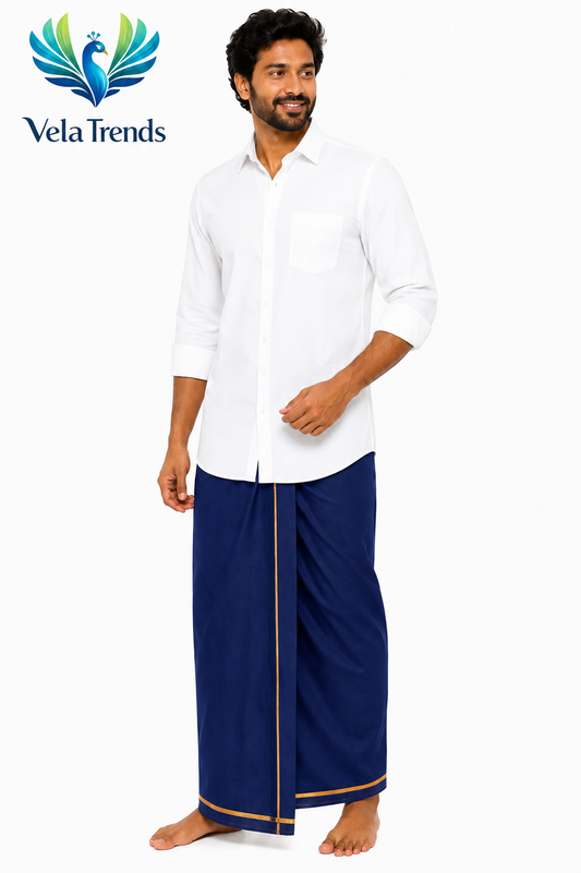 Standard Temple Veshti - Dark Blue