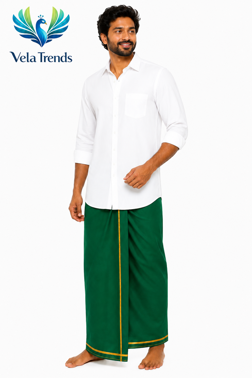 Standard Temple Veshti - Green