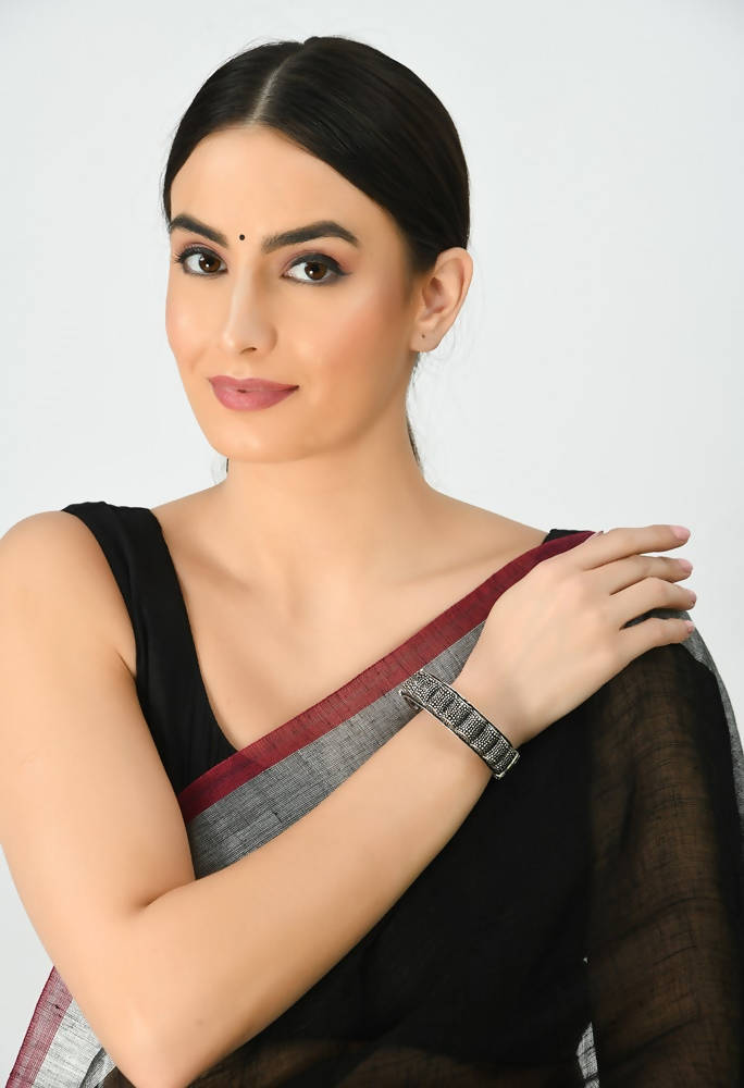 Mominos Fashion Kamal Johar Oxidised Silver Bangles Set