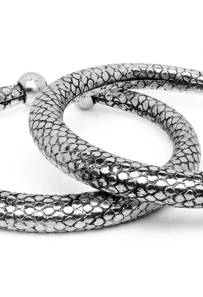 Mominos Fashion Kamal Johar Oxidised Silver Plain Kadiyam Anklets