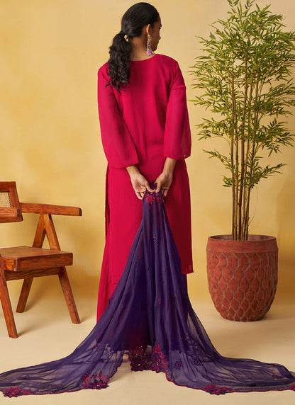 Vegaa Fashion Red Organza Embroidered And Handwork Palazzo Suit