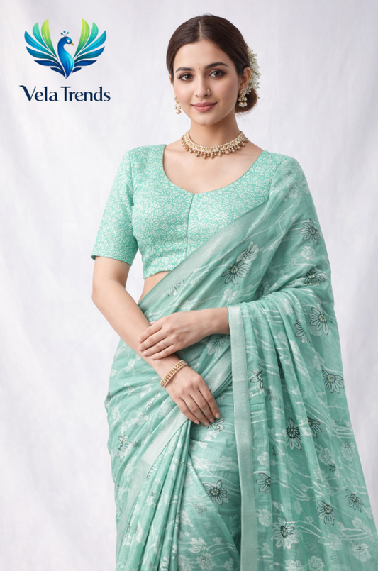 Luxury Cotton Saree + Stitched Blouse - VSB0001