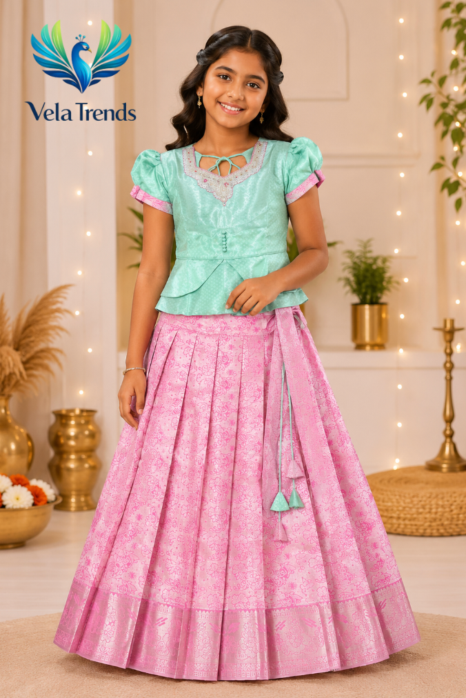 VPK0010 Kids Pavadai Combo with Stitched Blouse