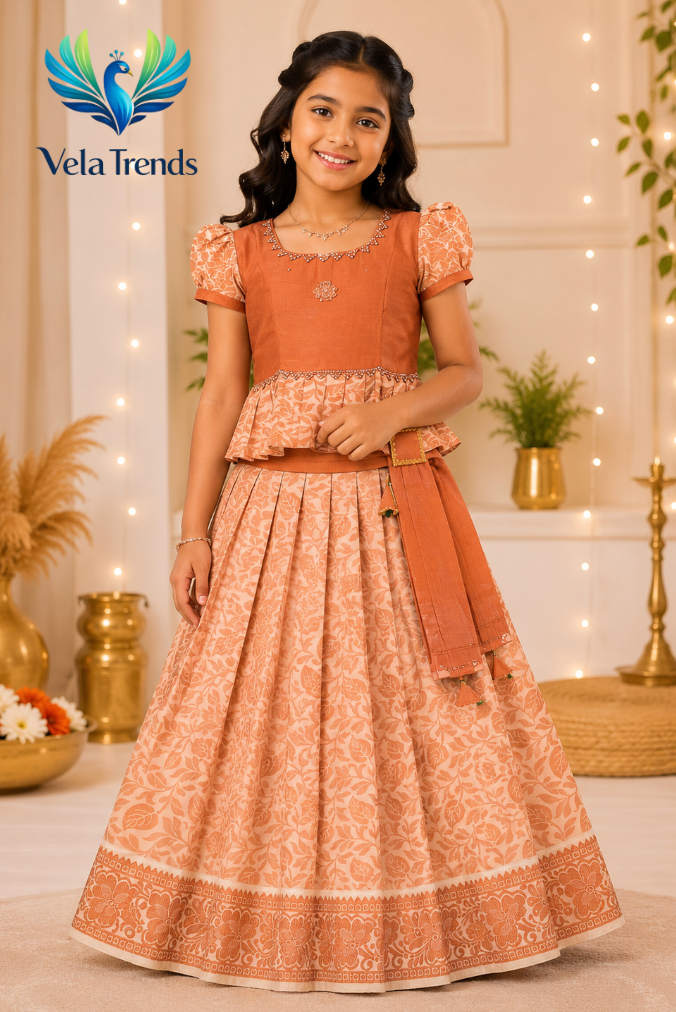 VPK0006 Kids Pavadai Combo with Stitched Blouse