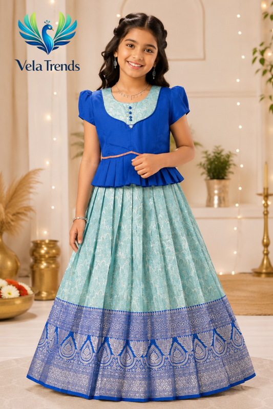 VPK0001 Kids Pavadai Combo with Stitched Blouse