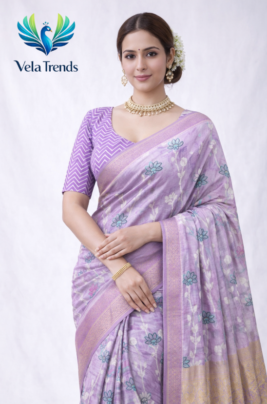 VSB0010 Luxury Cotton Saree + Stitched Blouse