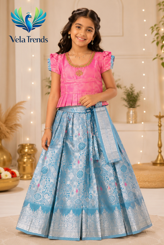 VPK0002 Kids Pavadai Combo with Stitched Blouse