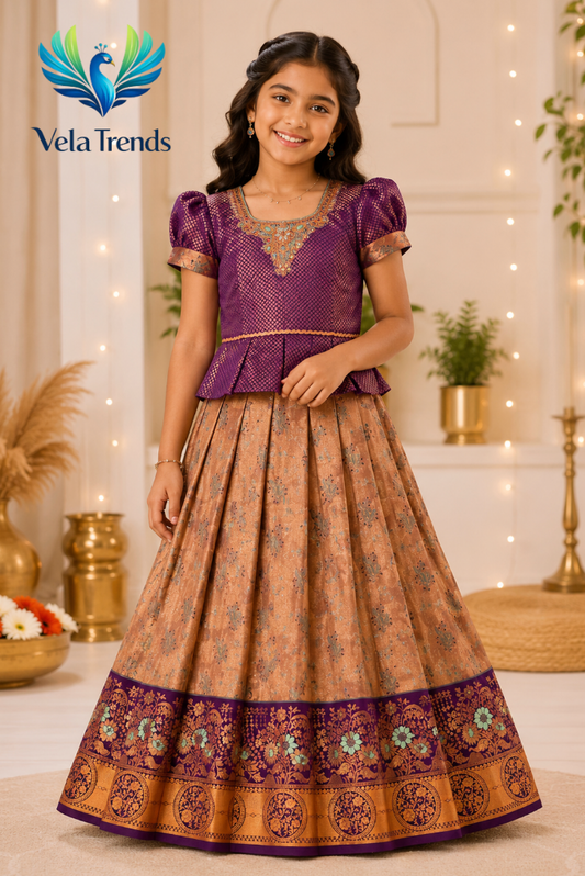 VPK0008 Kids Pavadai Combo with Stitched Blouse