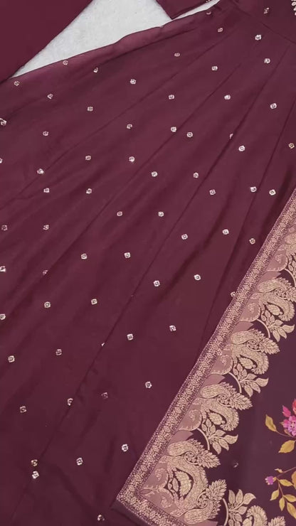 PRESERNTING NEW FANCY EMBROIDERY SEQUENCE WITH CODING WORK ANARKALI GOWN-PENT WITH BEAUTIFUL JACQUARD WEAVING DIGITAL PRINTED DUPATTA - VK0031